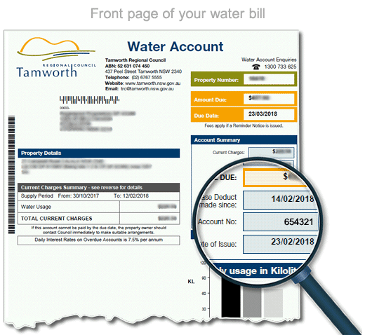 Water Bill account number