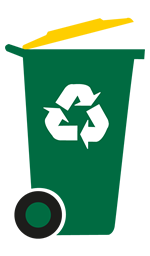 Yellow recycling bin