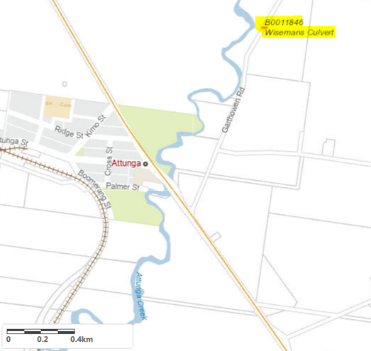 Wisemans Culvert, Garthowen Road Attunga - 1.2km north of Manilla Road