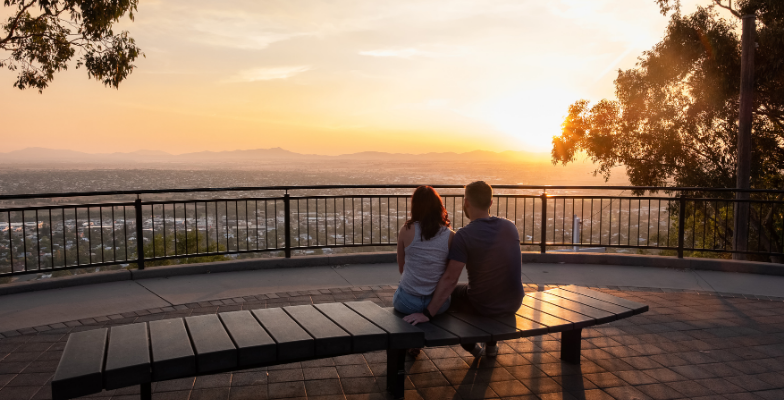 Couple at Oxley Lookout with sunset
