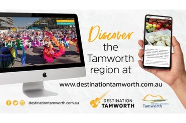 Image of new Destination Tamworth website on mobile and desktop