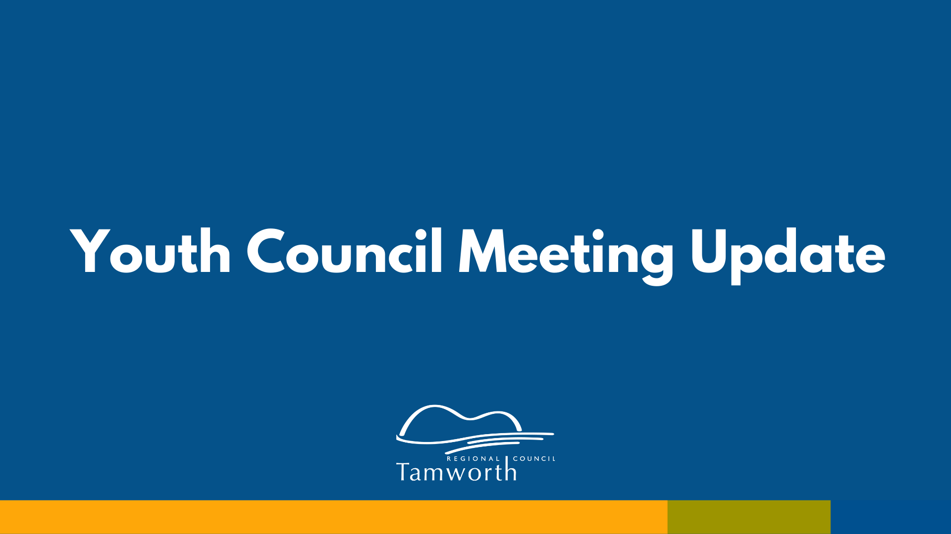 Blue graphic with white text saying Youth Council meeting update